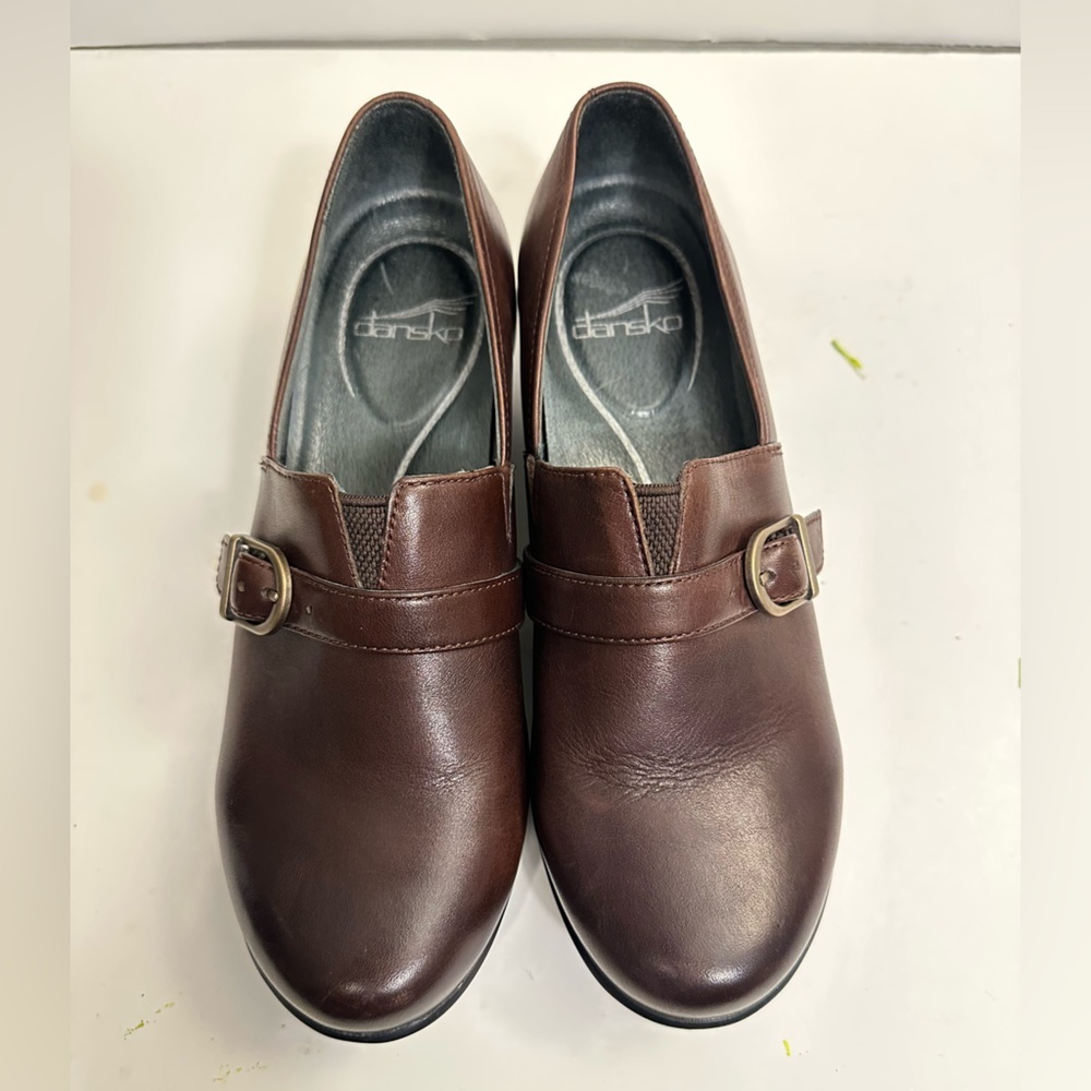 Dansko Women's Jane Clogs in Chocolate Burnished Full Grain Leather Size EU 38